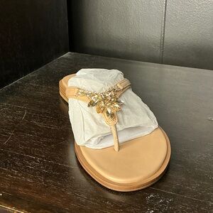 Naturalizer Tan Sandals with Gold Accents